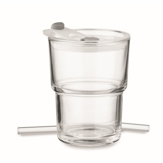 Glasbecher mit Trinkhalm 400ml
