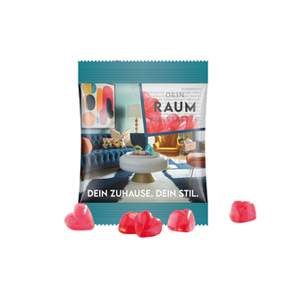 Minitüte,10 g, Folie transparent, Trolli Fruchtgummi Herz rot, Erdbeergeschmack