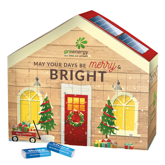 Adventskalender Haus, share Schokotäfelchen