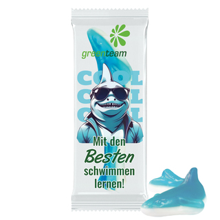 Trolli Fruchtgummi "Hai", kompostierbare Folie transparent