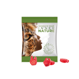Minitüte Sonderform, 10 g, Folie weiß, Fruchtgummi , 10 % Fruchtsaftanteil