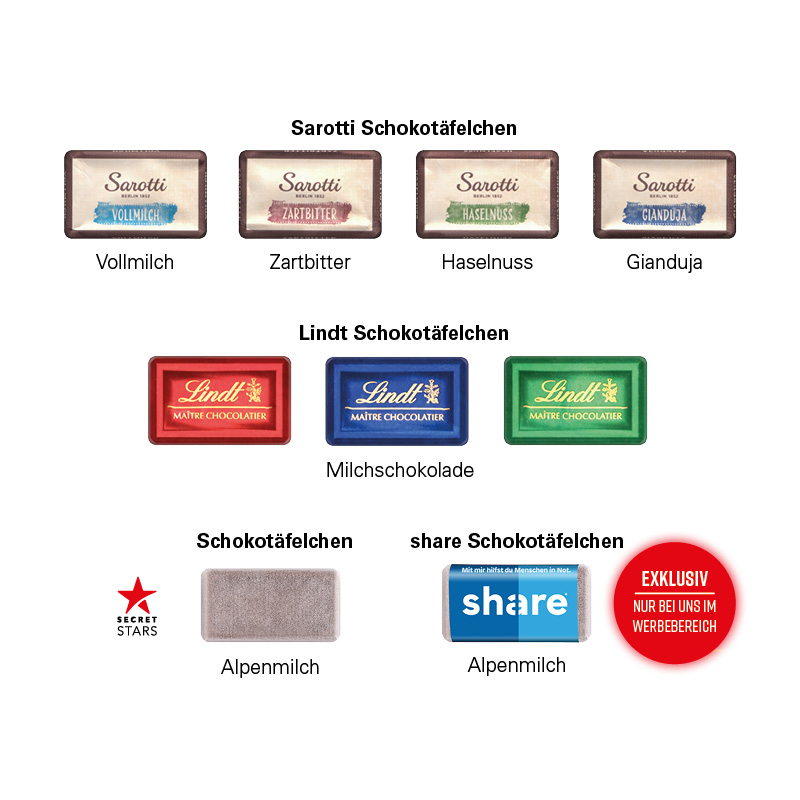 Täfelchen Adventskalender, Alpenmilch-Schokotäfelchen