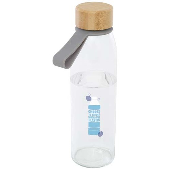 Porto 500 ml Glas-Flasche mit Silikongriff und Bambusdeckel