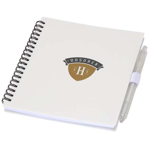 Niove Softcover Notizbuch aus recyceltem Kunststoff mit Kugelschreiber (blaue Mine)