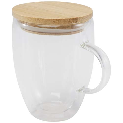Leona 350 ml Glasbecher mit Bambusdeckel