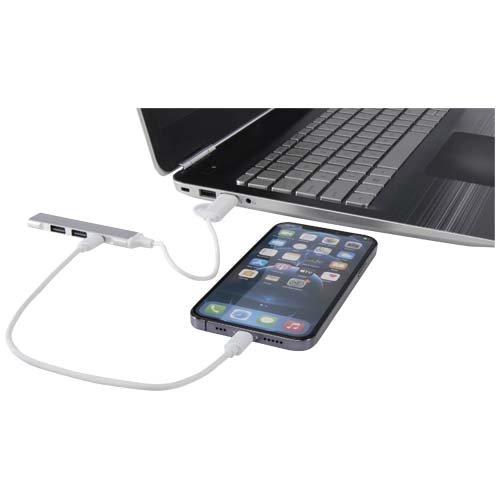 Alkaid 4 Port Hub aus recyceltem Aluminium mit USB-A- und Typ-C-Anschlüssen und zwei Eingängen