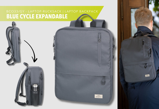 TROIKA Laptop-Rucksack BLUE CYCLE EXPANDABLE