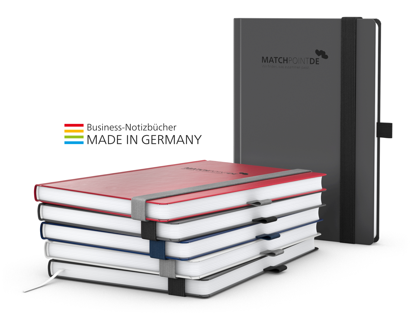 Notizbuch Vision-Book White Bestseller A5, rot inkl. Prägung schwarz-glänzend