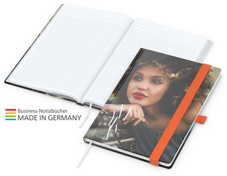 Match-Book White Bestseller A5 Cover-Star matt-individuell, orange