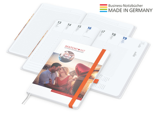 Match-Hybrid White Bestseller A4, Cover-Star gloss-individuell, orange