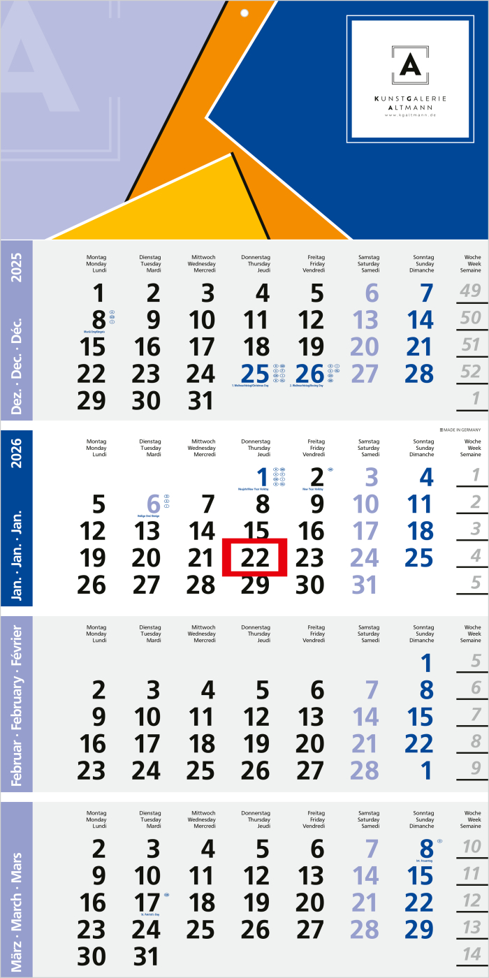 4-Monatskalender Logic 4 Post Bestseller (Einblatt)