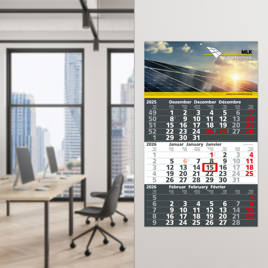 3-Monatskalender Solid 3 Bestseller (Einblatt)
