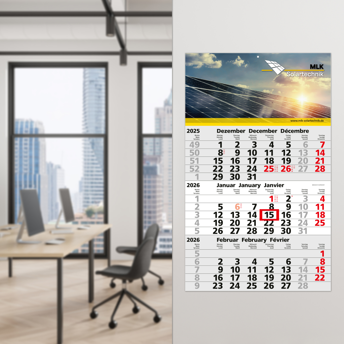 3-Monatskalender Solid 3 Bestseller (Einblatt)