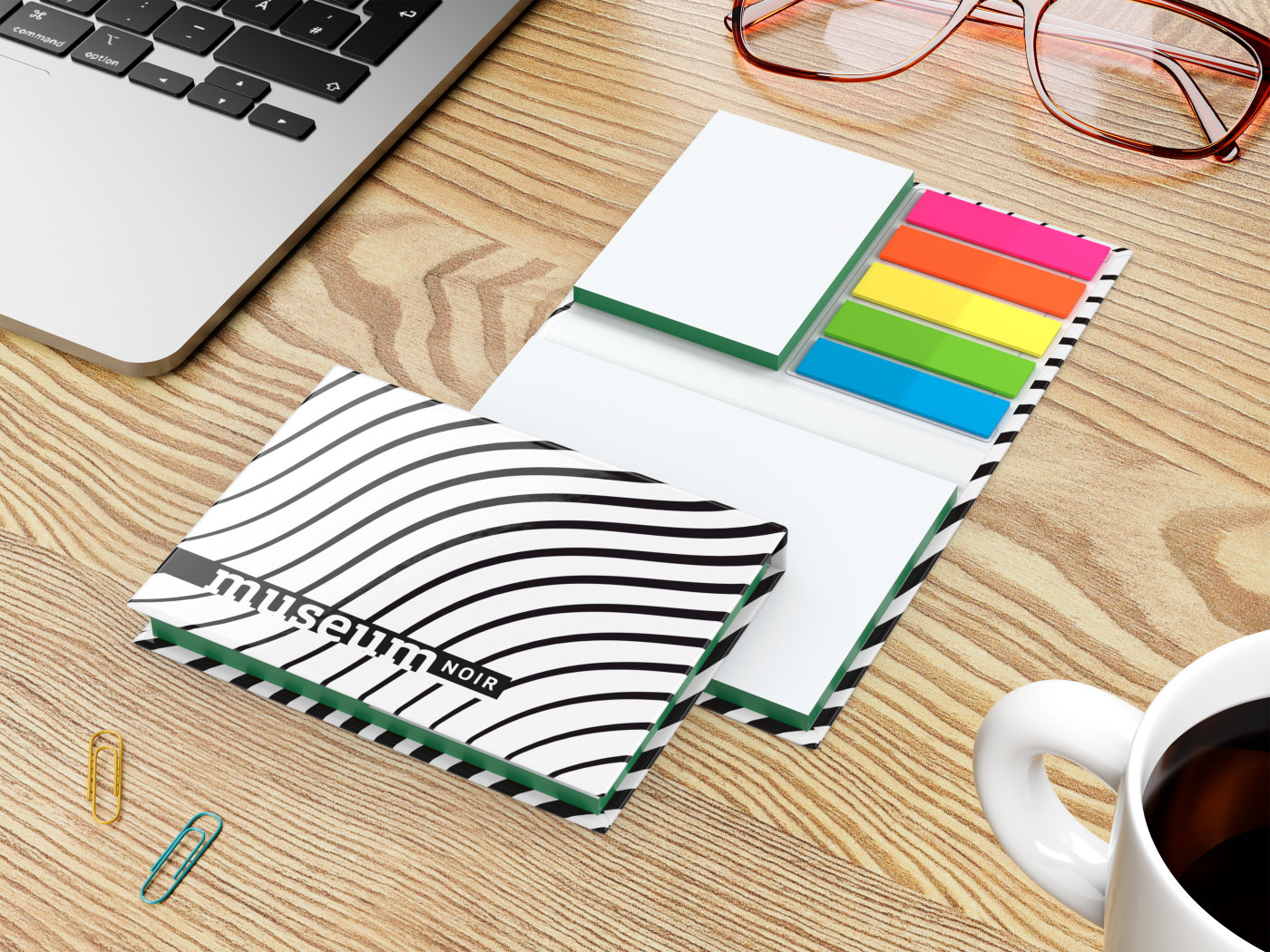 Haftnotiz-Set Budapest Bookcover White Bestseller, gloss-individuell, Farbschnitt grün