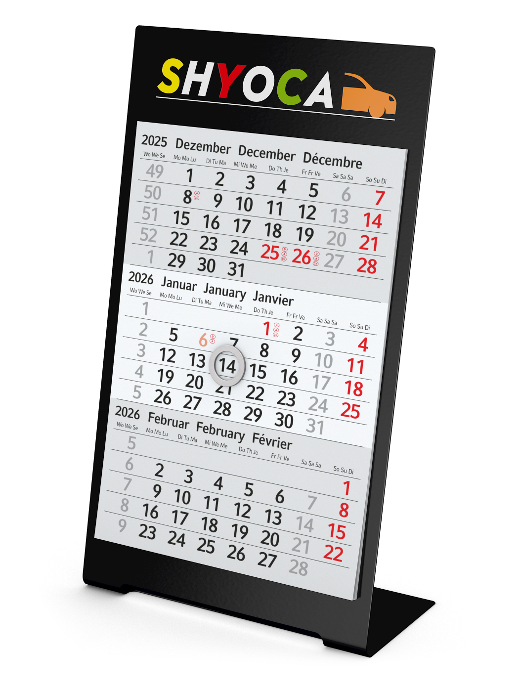 Tischkalender Desktop 3 Color Bestseller, 2 Jahre, schwarz