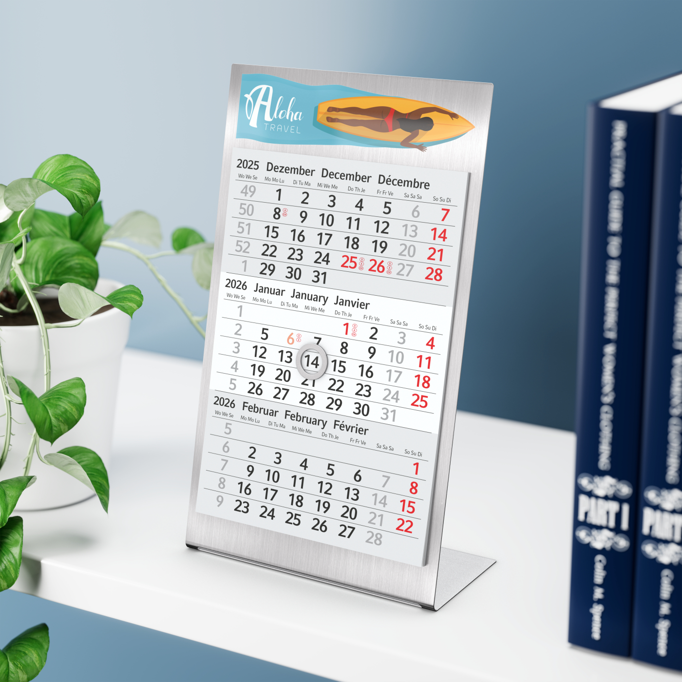 Tischkalender Desktop 3 Steel Bestseller, 2 Jahre
