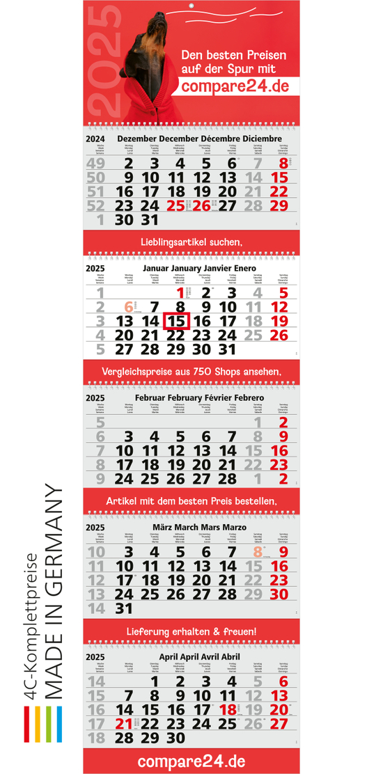 5-Monatskalender Grande Wire-O 5 Bestseller (Mehrblock)
