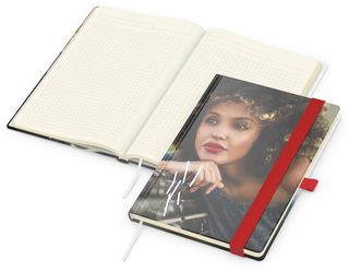 Notizbuch Match-Book Creme Bestseller, A5, Cover-Star, gloss-individuell, rot