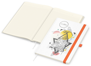 Notizbuch Match-Book Creme Bestseller, A4, Natura, individuell, orange