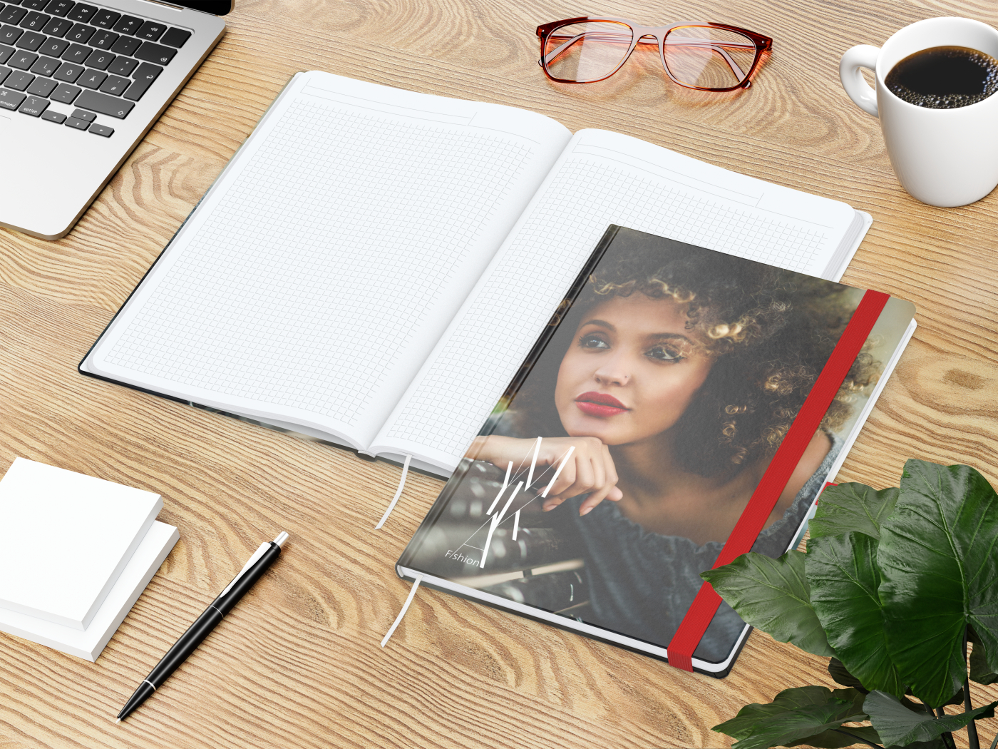 Notizbuch Match-Book White Bestseller, A4, Cover-Star, matt-individuell, rot