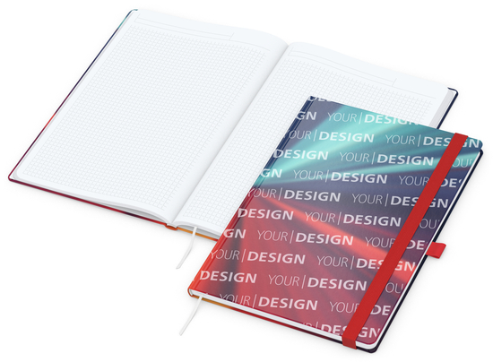 Notizbuch Match-Book White Bestseller, A4, Cover-Star, matt-individuell, rot