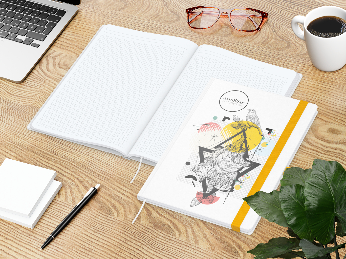 Notizbuch Match-Book White Bestseller, A4, Natura, individuell, gelb