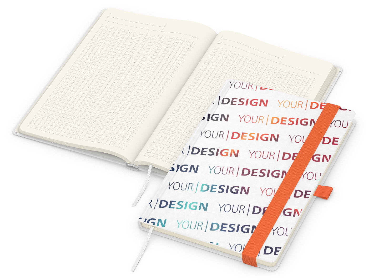 Notizbuch Match-Book Creme Bestseller, A5, Natura, individuell, orange