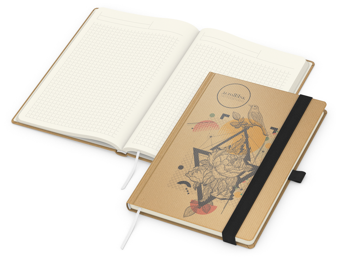 Notizbuch Match-Book Creme Bestseller, A5, Natura, braun-individuell, schwarz