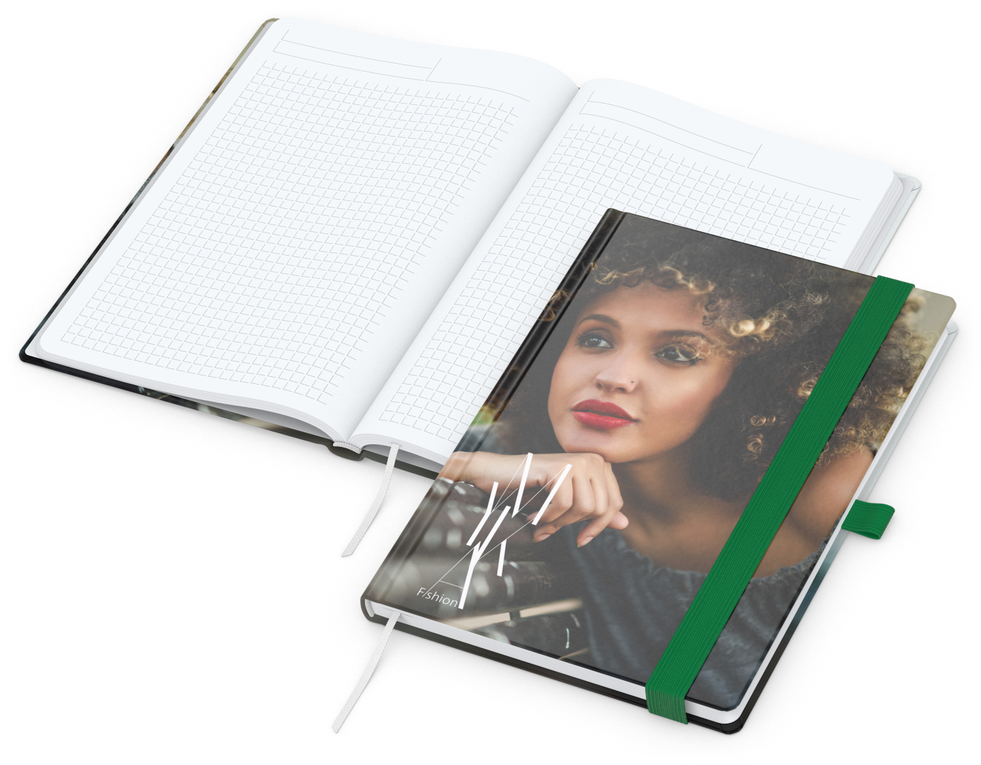Notizbuch Match-Book White Bestseller, A5, Cover-Star, gloss-individuell, grün