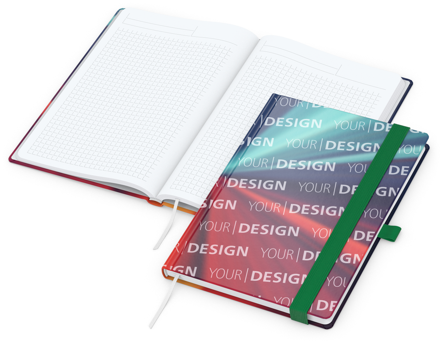 Notizbuch Match-Book White Bestseller, A5, Cover-Star, gloss-individuell, grün