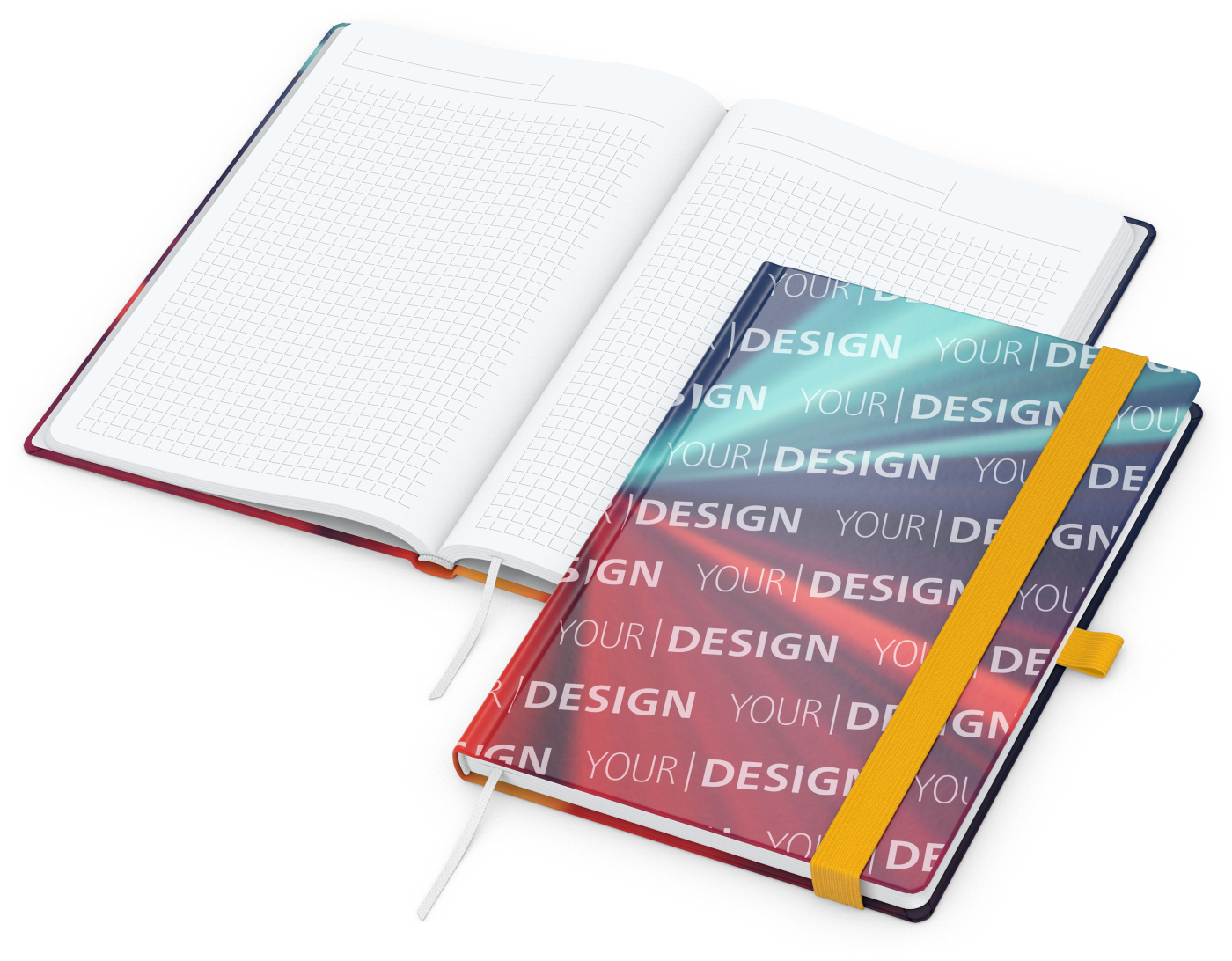 Notizbuch Match-Book White Bestseller, A5, Cover-Star, gloss-individuell, gelb