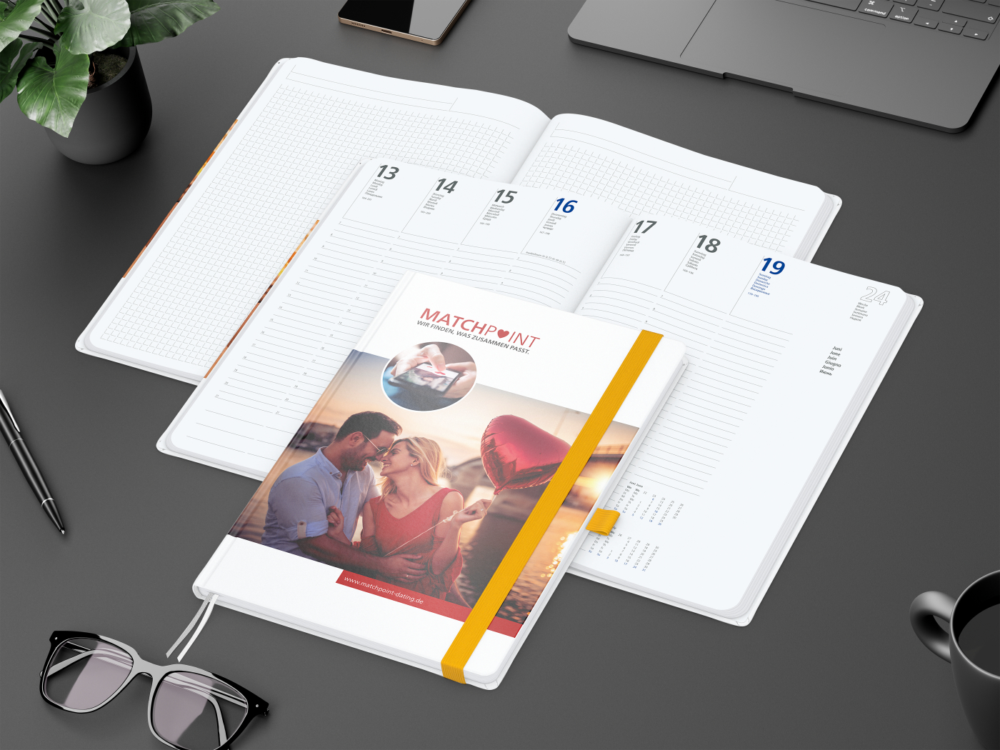 Wochenplaner Match-Hybrid White Bestseller, A4, Cover-Star gloss, gelb