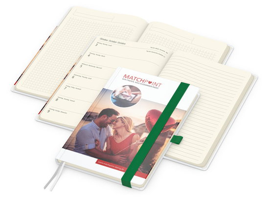 Wochenplaner Match-Hybrid Creme Bestseller, Cover-Star gloss, grün