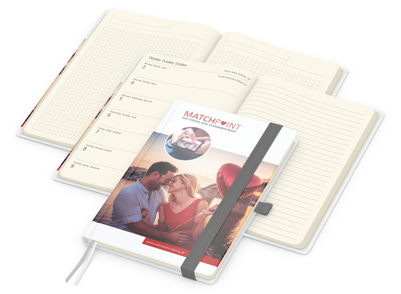 Wochenplaner Match-Hybrid Creme Bestseller, Cover-Star matt, silbergrau