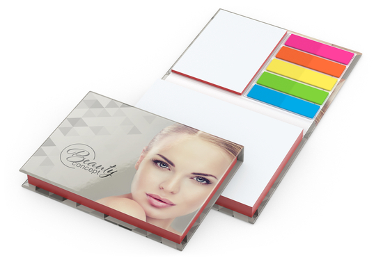 Haftnotiz-Set Prag Bookcover White Bestseller, gloss-individuell, Farbschnitt rot