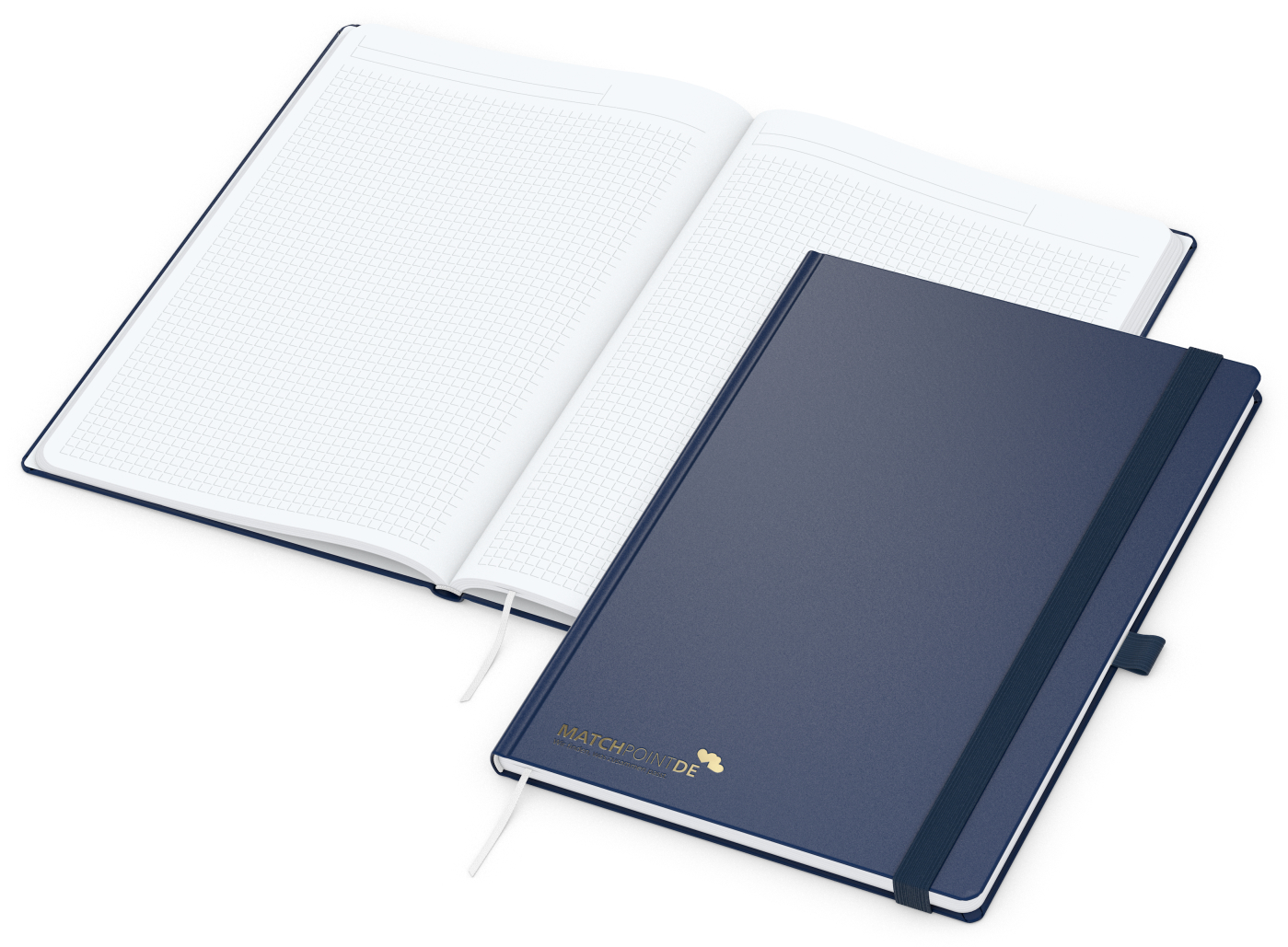 Notizbuch Vision-Book White Bestseller, A4, dunkelblau inkl. Goldprägung