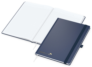 Notizbuch Vision-Book White Bestseller, A4, dunkelblau inkl. Goldprägung