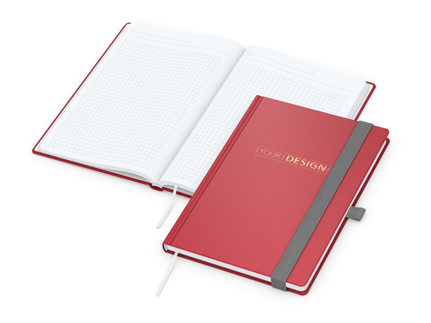 Notizbuch Vision-Book White Bestseller, A5, rot inkl. Kupferprägung