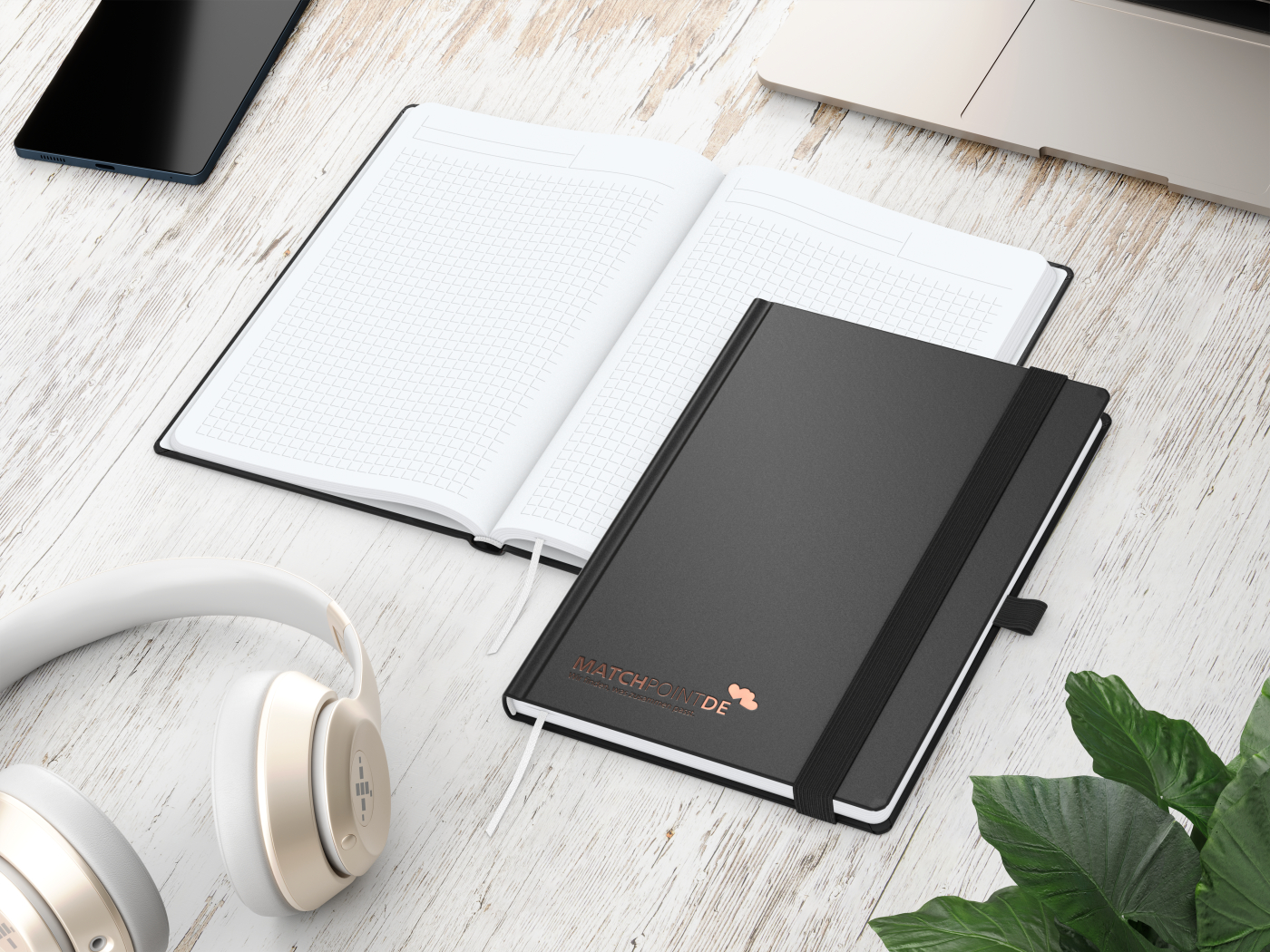 Notizbuch Vision-Book White Bestseller, A5, schwarz inkl. Kupferprägung