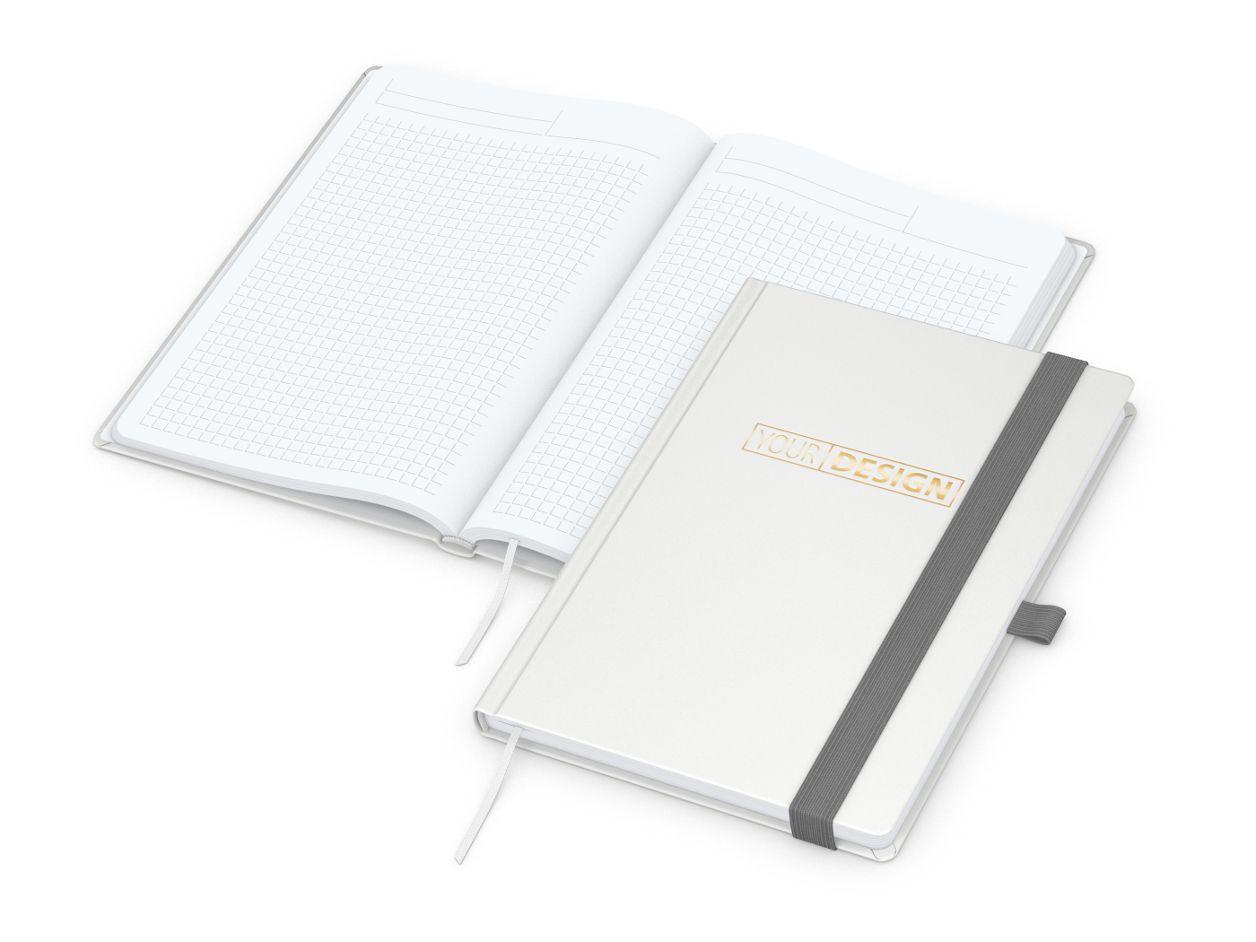 Notizbuch Vision-Book White Bestseller, A5, weiß inkl. Goldprägung