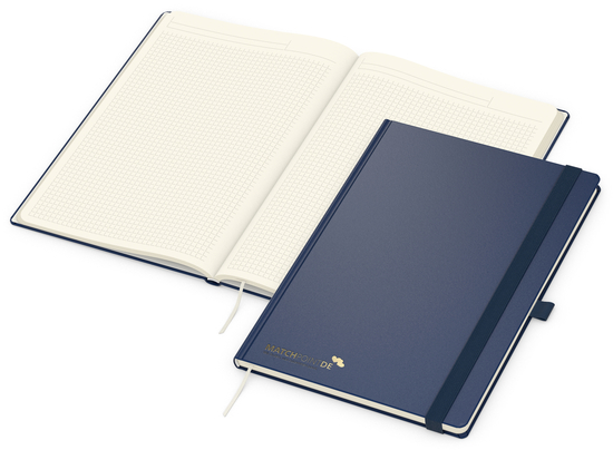 Notizbuch Vision-Book Creme Bestseller, A4, dunkelblau inkl. Goldprägung