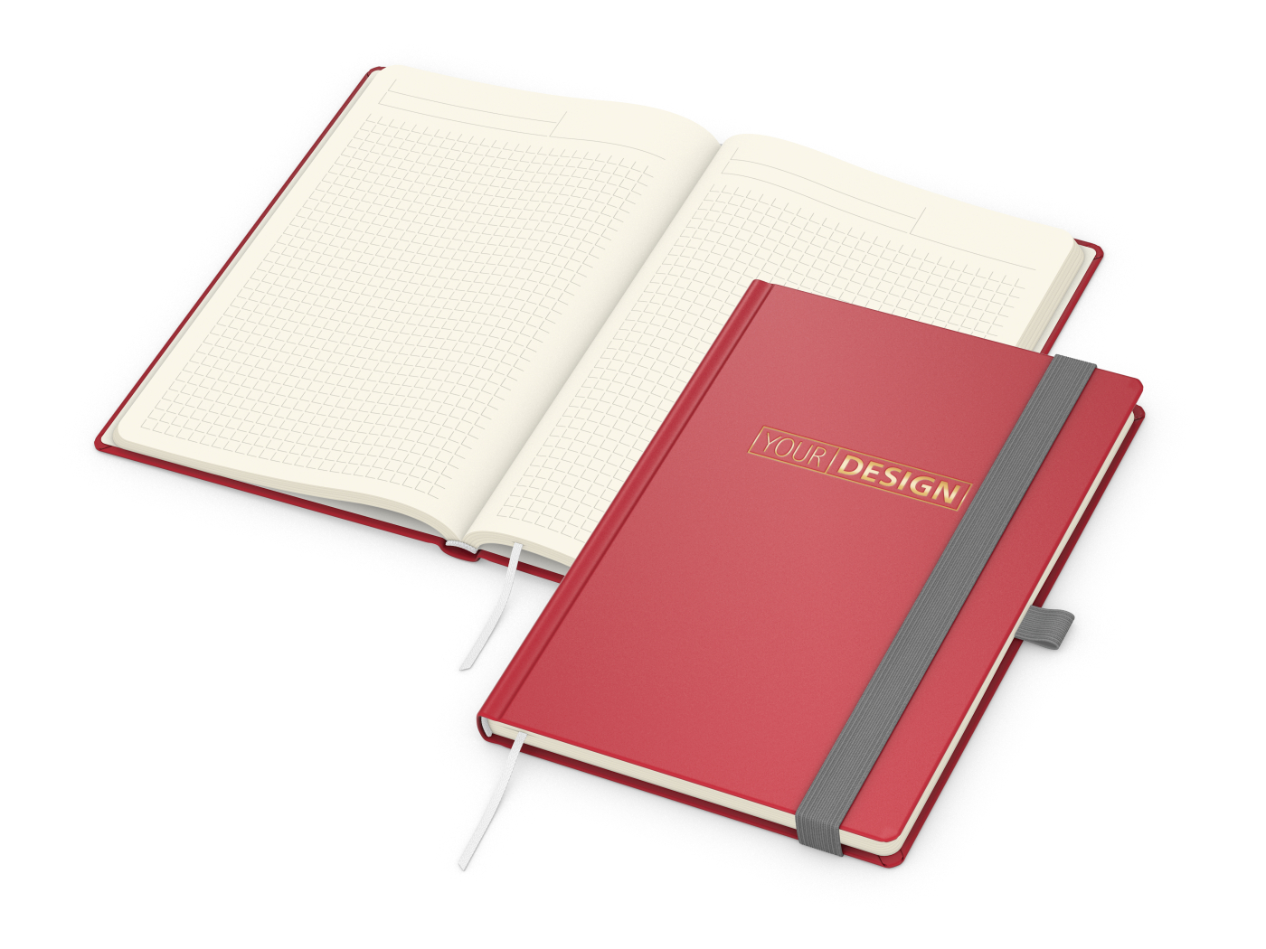 Notizbuch Vision-Book Creme Bestseller, A5, rot inkl. Goldprägung