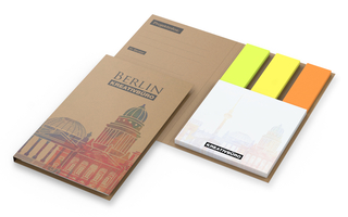 Haftnotiz-Set Berlin Naturkarton, 3 × 40 Brillantmarker, braun-individuell