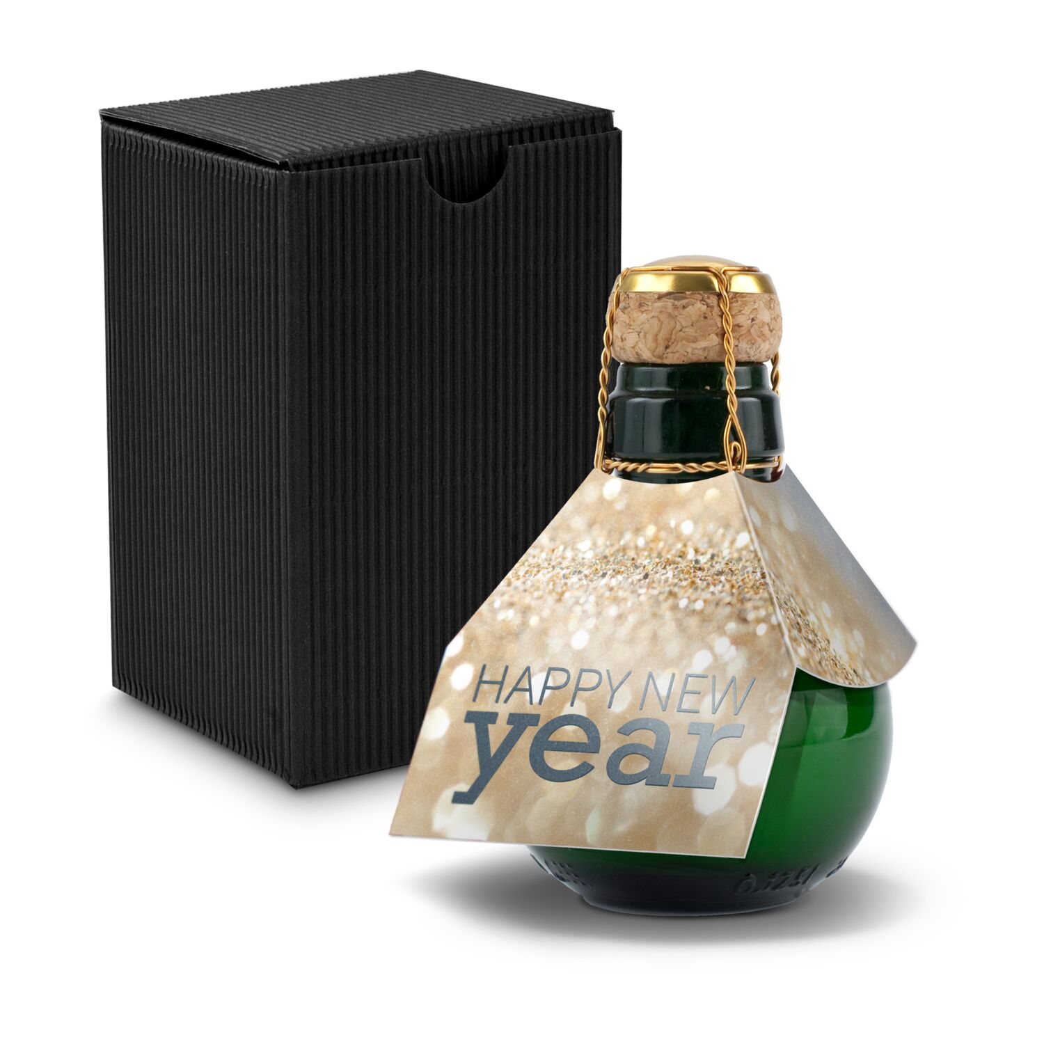 Origineller Sekt Happy New Year - Karton Schwarz, 125 ml 2K1358o2