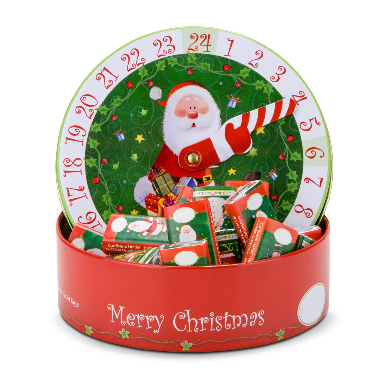 Geschenkartikel / Präsentartikel: Runder Schokoladen Adventskalender 2K2070