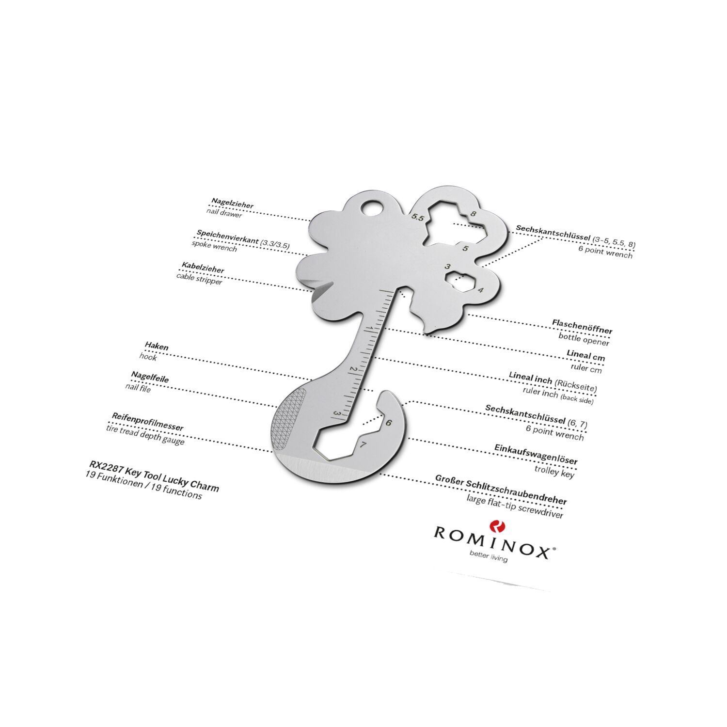 ROMINOX® Key Tool Lucky Charm (19 Funktionen) Große Helden 2K2106m