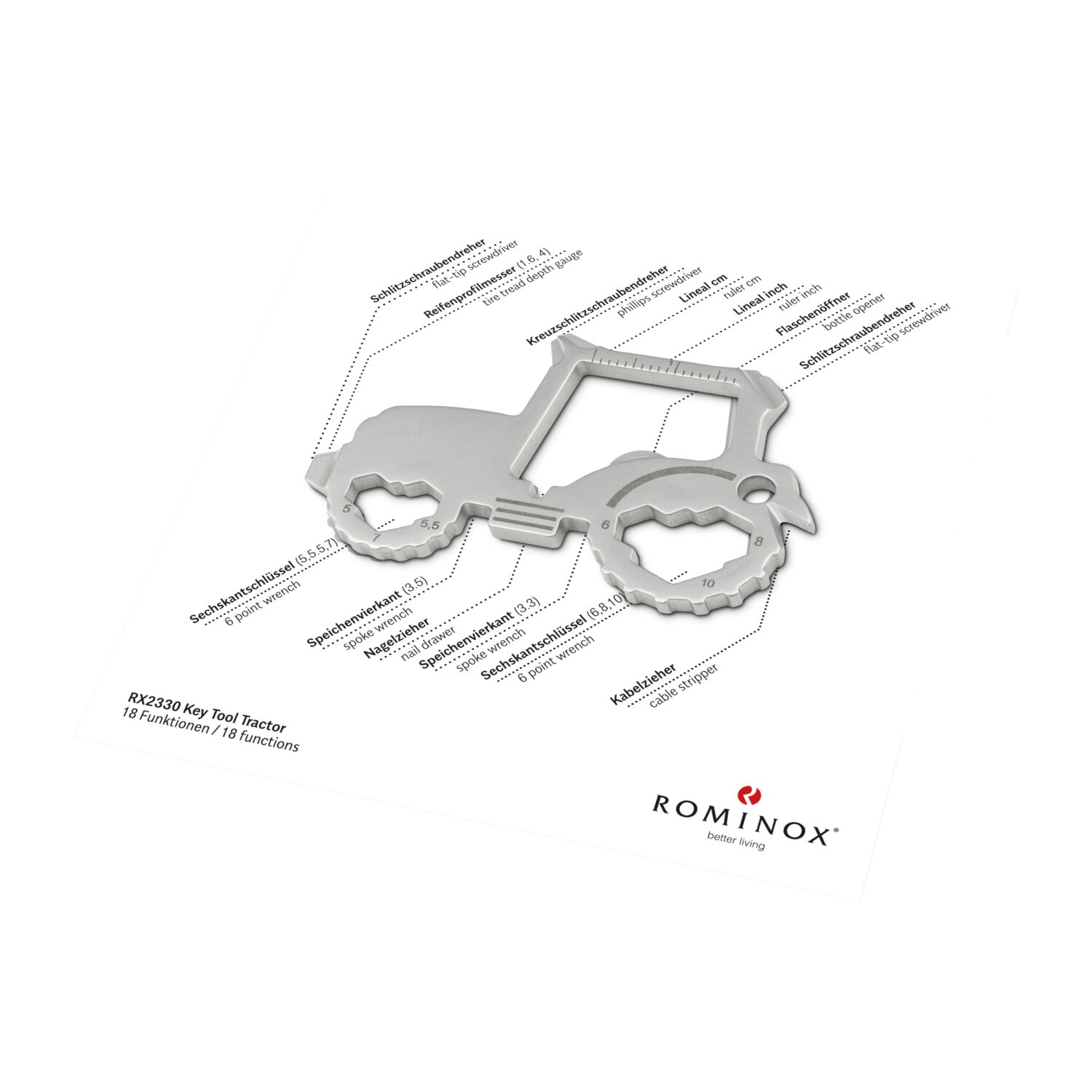 ROMINOX® Key Tool Tractor (18 Funktionen) Viel Glück 2K2109q