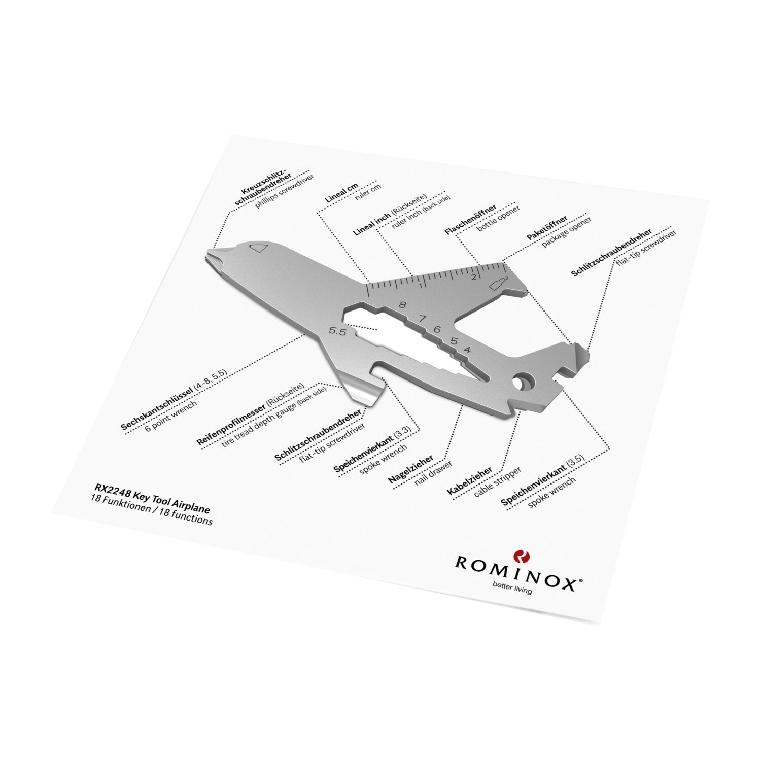 ROMINOX® Key Tool Airplane (18 Funktionen) Frohe Weihnachten 2K2201g