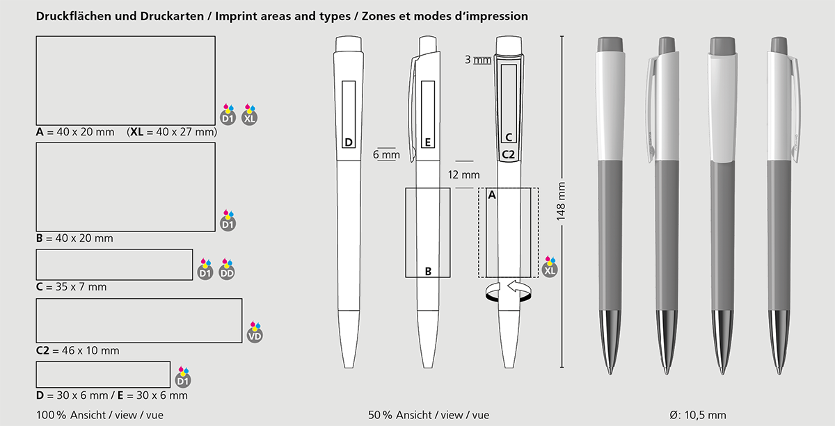 Klio-Eterna - Zeno high gloss Mn - Druckkugelschreiber