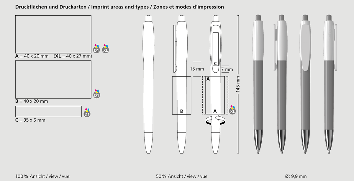 Klio-Eterna - Klix high gloss Mn - Druckkugelschreiber